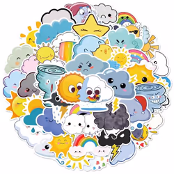 Weather Stickers Pack 50 Pcs Waterproof Vinyl Stickers for Laptop Tablet Notebook Flasks Waterbottle Luggage Phone Scrapbook, ...