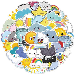 Weather Stickers Pack 50 Pcs Waterproof Vinyl Stickers for Laptop Tablet Notebook Flasks Waterbottle Luggage Phone Scrapbook, Trendy Decals Pack
