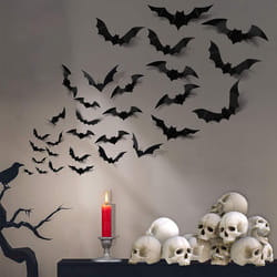 88 Pcs 4 Sizes Halloween Decorations PVC 3D Bats Wall Decor for Halloween Party Supplies Bats Wall Stickers DIY Bat Clings for Halloween Decor Black