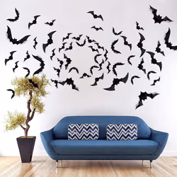 88 Pcs 4 Sizes Halloween Decorations PVC 3D Bats Wall Decor for Halloween Party Supplies Bats Wall Stickers DIY Bat Clings for Halloween Decor Black
