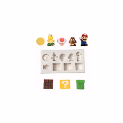 9Hole For Super Mario Yoshi Icon Square Tile Dragon Mushroom Gold Coin Silicone Mold for DIY Fudge Candy Making Chocolate Mol ...