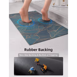 Ultra-thin bath mat Ultra-absorbent, quick-drying thin bathroom rug For use under doors, non-slip rubber backed mat Washable bathroom mat -16 x 24