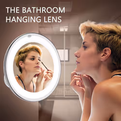 Updated 10X Magnifying Makeup Vanity Mirror with Lights, LED Lighted Portable Hand Cosmetic Magnification Light Up Mirrors