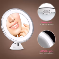 Updated 10X Magnifying Makeup Vanity Mirror with Lights, LED Lighted Portable Hand Cosmetic Magnification Light Up Mirrors