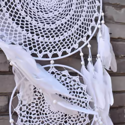 Large Dream Catcher With 3 Circles, White Macrame Feathers To Hang For Vintage Wedding Decoration 35Cm Circle 110Cm Long