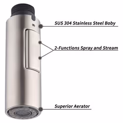 Spare Kitchen Faucet Nozzle Hand Shower Universal Removable Faucet Head G1 / 2 Stainless Steel Sus304 Brushed,