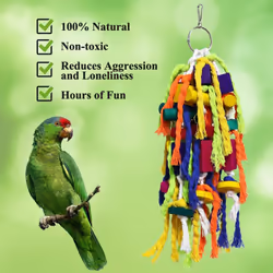 Large and Small Parrot Chewing Toys - Parrot Cage Bite Toys Wooden Block Tearing Toys for Conures Cockatiels African Grey