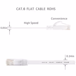 6 Ethernet Cable 50 Ft White - Flat Internet Network Lan Patch Cords C Solid Cat6 High Speed Computer Wire