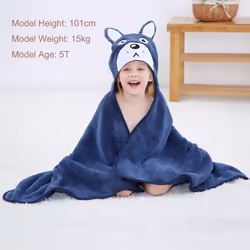 Cartoon Hooded Baby Towel Unisex, Premium Soft Swimming Bathrobe Large Washcloth 31.5" X 53", Fits 0-9T - Squirrel