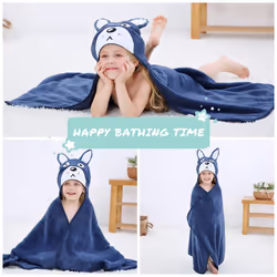 Cartoon Hooded Baby Towel Unisex, Premium Soft Swimming Bathrobe Large Washcloth 31.5" X 53", Fits 0-9T - Squirrel