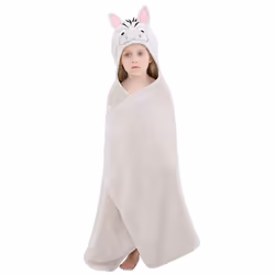 Cartoon Hooded Baby Towel Unisex, Premium Soft Swimming Bathrobe Large Washcloth 31.5" X 53", Fits 0-9T - Zebra