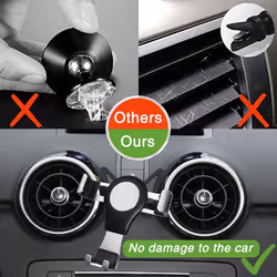 Car Phone Holder for Audi A1, 360 Rotatable Phone Holder Car Air Vent Phone Mount Gravity Metal Aluminum Alloy Silicon Non Slip Universal (Black)