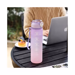 Water Bottles 1L BPA Free Sport Drinking Bottle with Straw, Dishwasher Safe Lock Cover Leakproof Motivational Water Bottle wi ...