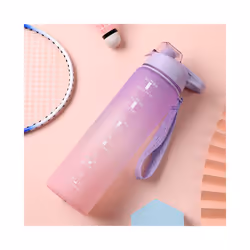 Water Bottles 1L BPA Free Sport Drinking Bottle with Straw, Dishwasher Safe Lock Cover Leakproof Motivational Water Bottle with Time Markings