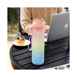 Water Bottles 1L BPA Free Sport Drinking Bottle with Straw, Dishwasher Safe Lock Cover Leakproof Motivational Water Bottle with Time Markings
