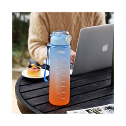 Water Bottles 1L BPA Free Sport Drinking Bottle with Straw, Dishwasher Safe Lock Cover Leakproof Motivational Water Bottle with Time Markings
