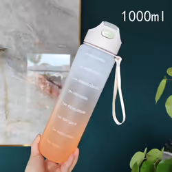 Water Bottle 1L, Sports Water Bottle with Straw & Time , Drinks Bottle , Leak-proof, BPA-free for Running Gym Cycling Office ...