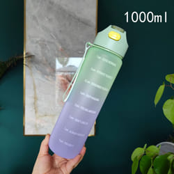 Water Bottle 1L, Sports Water Bottle with Straw & Time , Drinks Bottle , Leak-proof, BPA-free for Running Gym Cycling Office and School