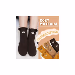 3 Pairs Womens Fuzzy Socks Cozy Winter Warm Fluffy Soft Cute Animal Fuzzy Home Slipper Socks Color:Deep Coffee/Light Coffee/Yellow Size: One Size