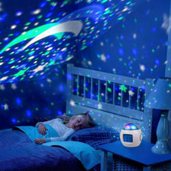 Children's Alarm Clock, Moon Stars Projector Alarm Clock, 7 Colors Variable Temperature Detection, For Waking Children in Bedroom, Bedside