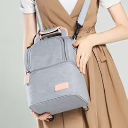 Breast Milk Baby Bottle Cooler Bag/Waterproof Baby Milk Bag Freezer/Mommy Travel Backpack/Portable-Grey