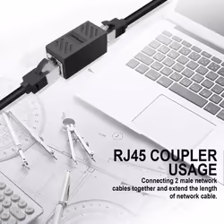 2pcs rj45 connector, ethernet adapter, Ethernet Cable Extender Female to Female Adapter, Black