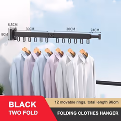 Retractable Folding Clothes Hanger Aluminum Drying Rack Wall-mounted Laundry Storage Space Save Home Hotel Cloth Hanger - Two ...
