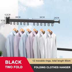 Retractable Folding Clothes Hanger Aluminum Drying Rack Wall-mounted Laundry Storage Space Save Home Hotel Cloth Hanger - Two FOLD