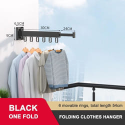 Retractable Folding Clothes Hanger Aluminum Drying Rack Wall-mounted Laundry Storage Space Save Home Hotel Cloth Hanger - One FOLD