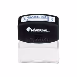Universal B1428221 Message Stamp - Completed - Pre-Inked & Re-Inkable - Blue Ink