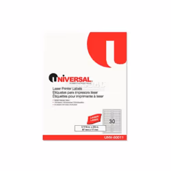 Universal B1428261 Laser Printer File Folder Labels - 3.437 x 0.66 in. - White - 750 per Box