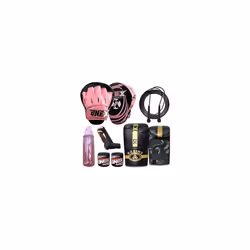 Boxing Gloves and Focus Pads Kickboxing Punching - PINK / BLACK