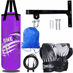 2Ft Punch Bag Wall Bracket 4oz Gloves Skipping Rope Drawstring Bag Set