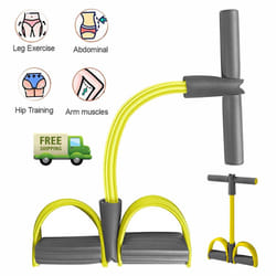 Foot Pedal Rope 4 Tube Resistance Rope Fitness Exercise Pedal Rope Sit Up Pull Up Equipment Yoga Band - Yellow