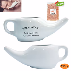 Ceramic Neti pot Nasal Cleansing Pot - Relief from Allergy & Sinus Symptoms 2X