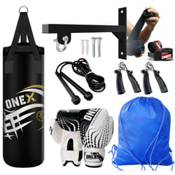 Kids Punch Bag 2ft Filled Gym Boxing Training Set - Blk Set