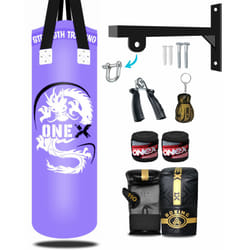 Punch Bag Set Junior Boxing Training 3ft Unfilled - Purple Set