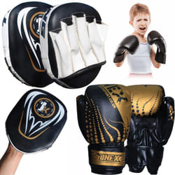 Focus Pad Boxing Set 6oz Punching Sparring Gloves - Blk/Gold Set