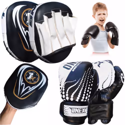 Focus Pad Boxing Set 6oz Punching Sparring Gloves - Blk/White Set