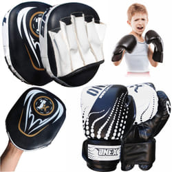 Focus Pad Boxing Set 6oz Punching Sparring Gloves - Blk/White Set