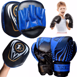 Focus Pad Boxing Set 6oz Punching Sparring Gloves - Blk/Blu Set