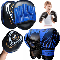 Focus Pad Boxing Set 6oz Punching Sparring Gloves - Blk/Blu Set