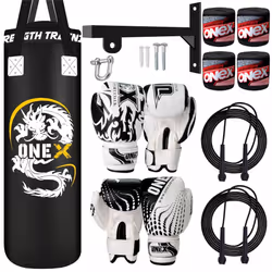 Heavy Filled Boxing Punch Bag Set Punching Bag 3ft - Black Set