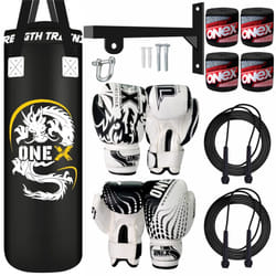 Heavy Filled Boxing Punch Bag Set Punching Bag 3ft - Black Set