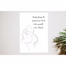 Coco Chanel Beauty Home Print, Modern Decor, Quote, Black & White Living Room Artwork, Home Accessories- Bedroom, Hallway, Ba ...