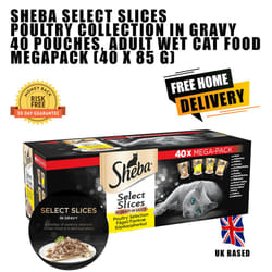 ) Sheba Select Slices Wet Cat Food for Adult Cats - Poultry Collection in Gravy (40x85g