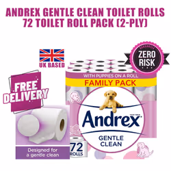 Andrex Gentle Clean Toilet Rolls-72 Toilet Roll Pack 2-ply Bulk Buy