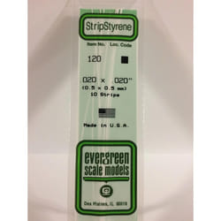 Evergreen 120 - 0.02" x 0.02" Polystyrene Strips 14"/35cm 10pcs