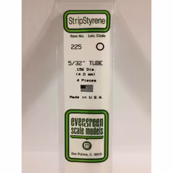 Evergreen 225 - 0.156"/4mm Polystyrene 14"/35cm Tubes 4pcs