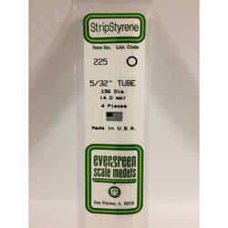 Evergreen 225 - 0.156"/4mm Polystyrene 14"/35cm Tubes 4pcs